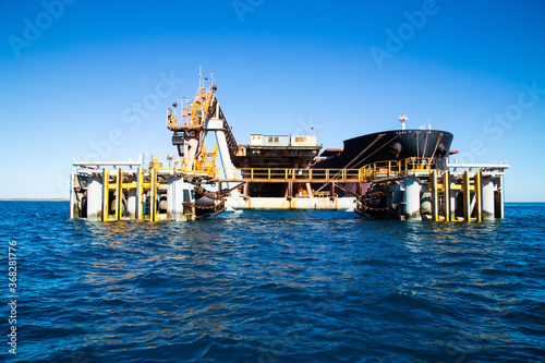 Loading facility with freight ship docked
