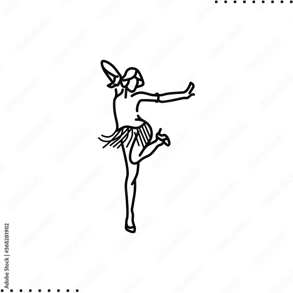 Fototapeta premium Woman dancing charleston vector icon in outlines