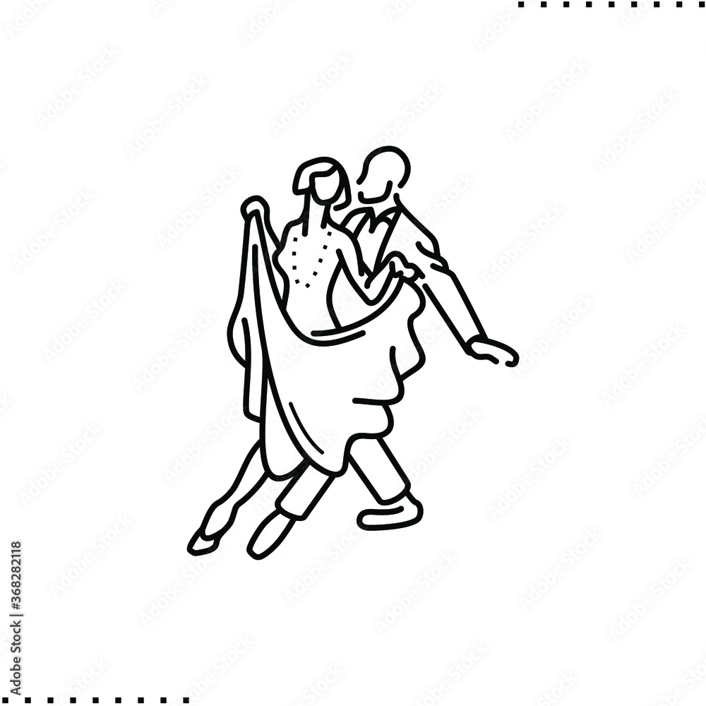 Woman and man dancing charleston vector icon in outlines Woman and man dancing charleston vector icon in outlines