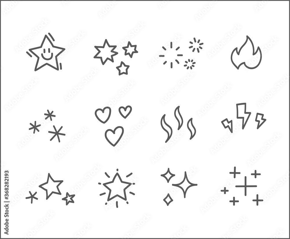 Different doodle style elements. Editable stroke vector clipart