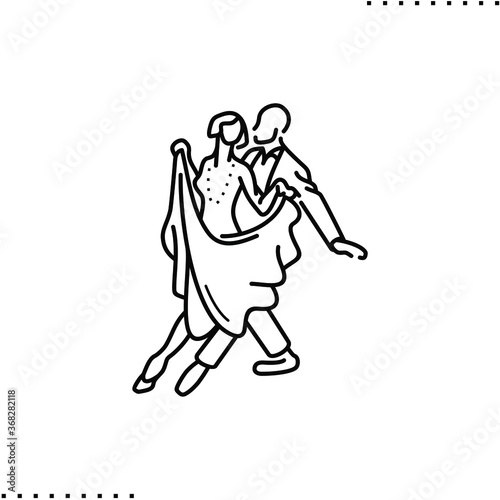 Woman and man dancing charleston vector icon in outlines
