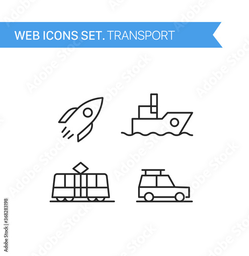 Transport. Thin line icons vector set