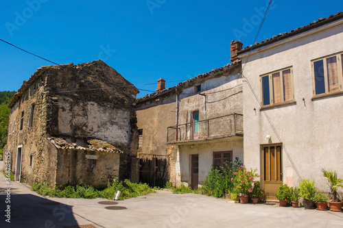 Historic buildings in Podnanos, a village in the upper Vipava Valley in the Municipality of Vipava in the Primorska region of Slovenia.
