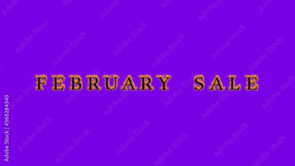 february sale fire text effect violet background. animated text effect with high visual impact. letter and text effect. Alpha Matte. 