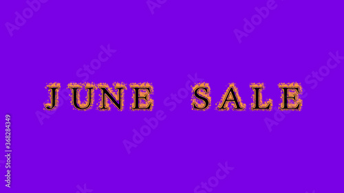 june sale fire text effect violet background. animated text effect with high visual impact. letter and text effect. Alpha Matte. 