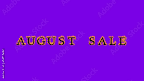 august sale fire text effect violet background. animated text effect with high visual impact. letter and text effect. Alpha Matte. 