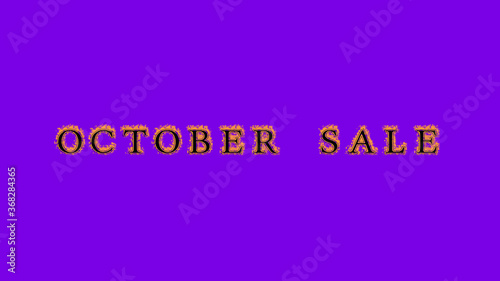october sale fire text effect violet background. animated text effect with high visual impact. letter and text effect. Alpha Matte. 