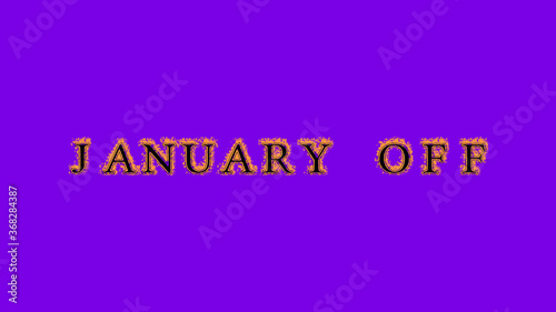 january off fire text effect violet background. animated text effect with high visual impact. letter and text effect. Alpha Matte. 