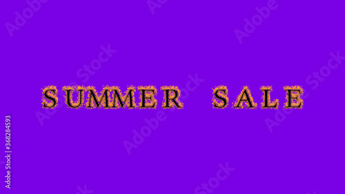 summer sale fire text effect violet background. animated text effect with high visual impact. letter and text effect. Alpha Matte. 