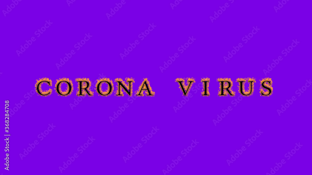 corona virus fire text effect violet background. animated text effect with high visual impact. letter and text effect. Alpha Matte. 