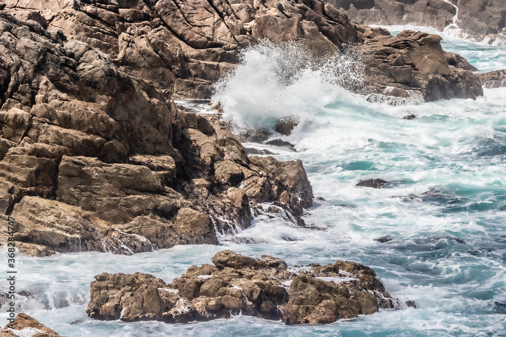 rocky coast of the island of Ouessant, off Brittany rocky coast of the island of Ouessant, off Brittany