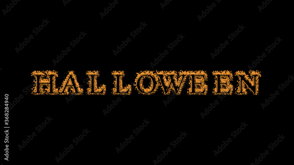 halloween fire text effect black background. animated text effect with high visual impact. letter and text effect. Alpha Matte. 