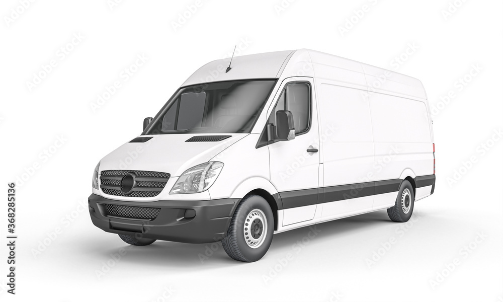 white cargo van on a white background.