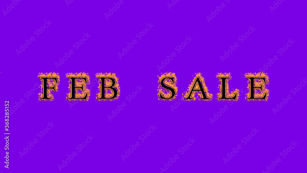 feb sale fire text effect violet background. animated text effect with high visual impact. letter and text effect. Alpha Matte. 