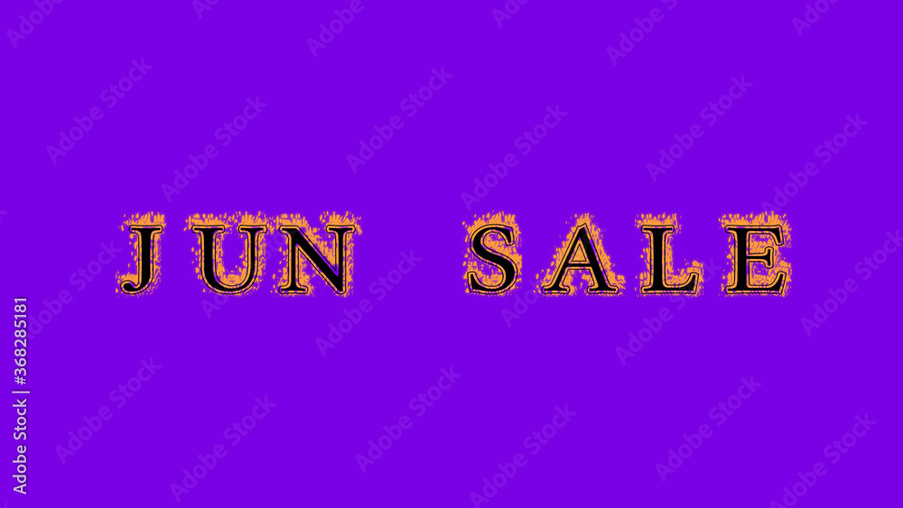 jun sale fire text effect violet background. animated text effect with high visual impact. letter and text effect. Alpha Matte. 