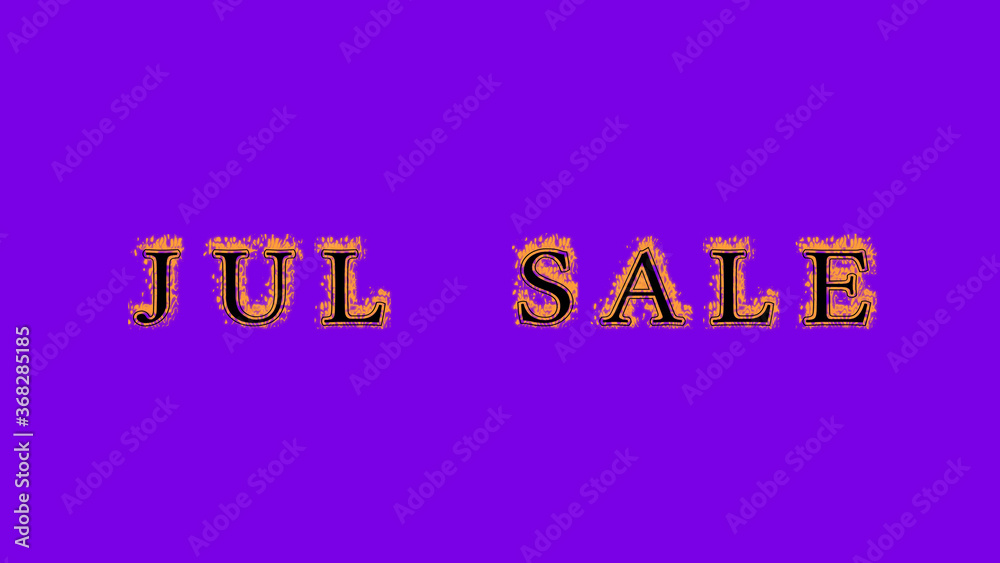 jul sale fire text effect violet background. animated text effect with high visual impact. letter and text effect. Alpha Matte. 