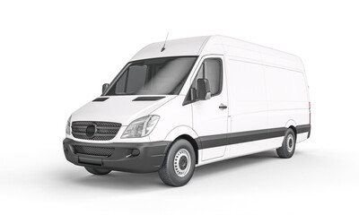white cargo van on a white background.