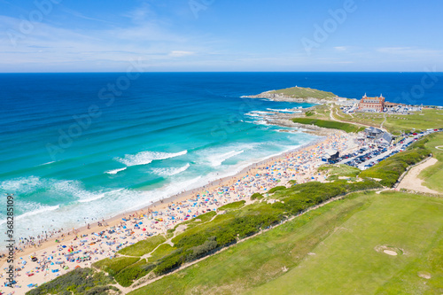 Aerial photograph of Fistral Beach, Newquay, Cornwall, England photo