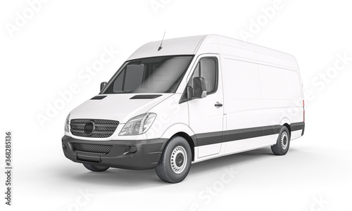 Canvas Print white cargo van on a white background.