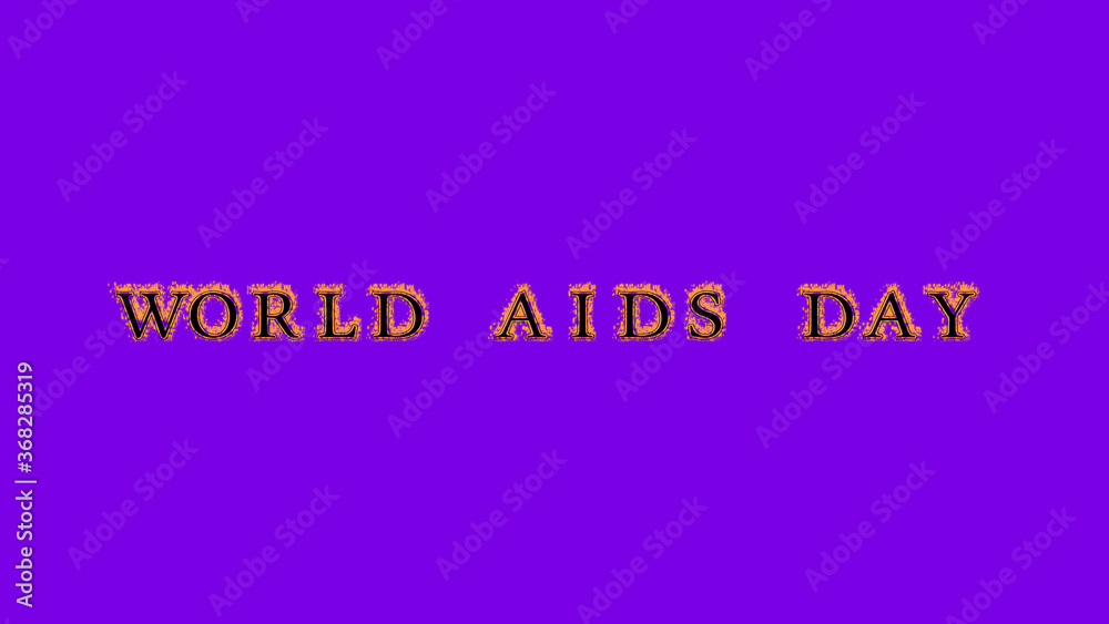 world aids day fire text effect violet background. animated text effect with high visual impact. letter and text effect. Alpha Matte. 
