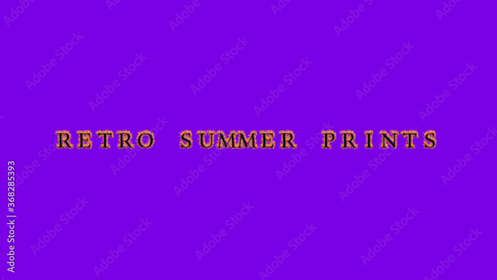 retro summer prints fire text effect violet background. animated text effect with high visual impact. letter and text effect. Alpha Matte. 