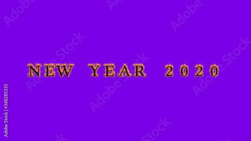 new year 2020 fire text effect violet background. animated text effect with high visual impact. letter and text effect. Alpha Matte. 
