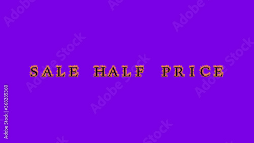 sale half price fire text effect violet background. animated text effect with high visual impact. letter and text effect. Alpha Matte. 