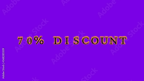 70% discount fire text effect violet background. animated text effect with high visual impact. letter and text effect. Alpha Matte. 