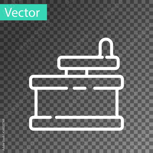 White line Manual grinder icon isolated on transparent background. Vector Illustration.