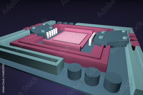 3D rendering abstract colorful motherboard illustration