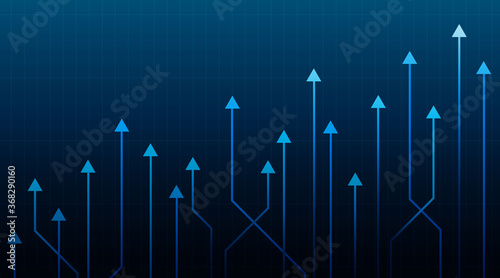Financial arrow graphs concept. The concept of success. Horizontal banner with copy space. Vector illustration.