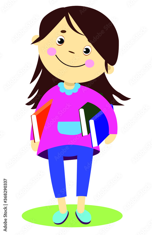 back to school a girl with textbooks comes from the library isolated on a white background back to school a girl with textbooks comes from the library isolated on a white background