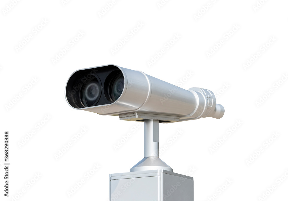 coin-operated telescope or binocular isolated on white
