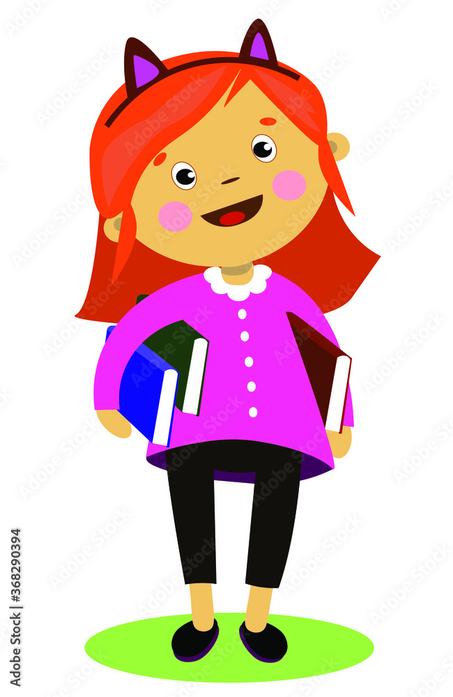 back to school a girl with textbooks comes from the library isolated on a white background back to school a girl with textbooks comes from the library isolated on a white background