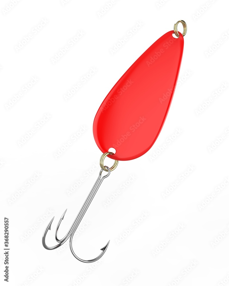 Blank fishing spoon bait for mock up and branding, 3d render illustration.  Stock Illustration