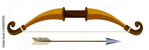 Vector bow with arrow isolated on white background