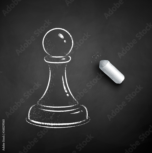 Chalk drawn illustration of pawn chess figure