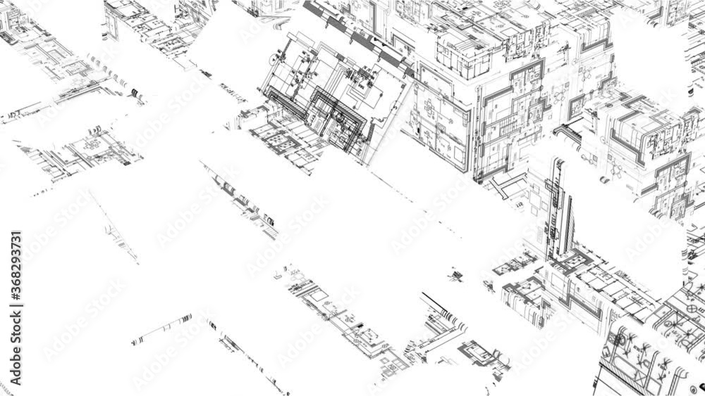 Folding project drawings in motion on a white background Folding project drawings in motion on a white background