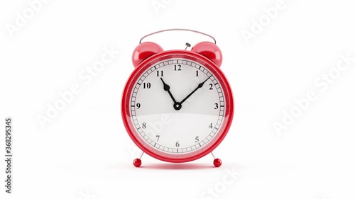 Alarm clock. 4k 3D Animation of an alarm clock