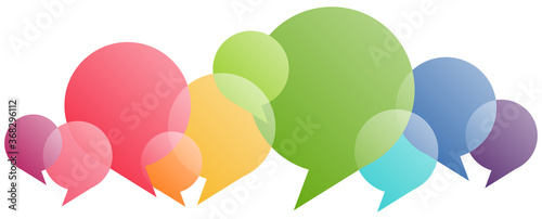 colored speech bubbles in a row