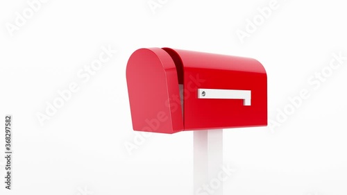 Mailbox animation. 4k 3D animation of a traditional red mailbox with a white envelope going in
