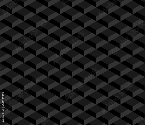 Isometric abstract vector background in black. Seamless pattern.