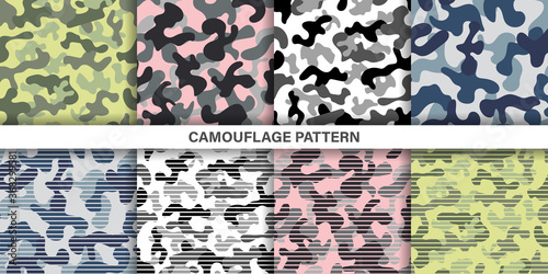 Camouflage pattern set. Abstract camouflage. Vector illustration