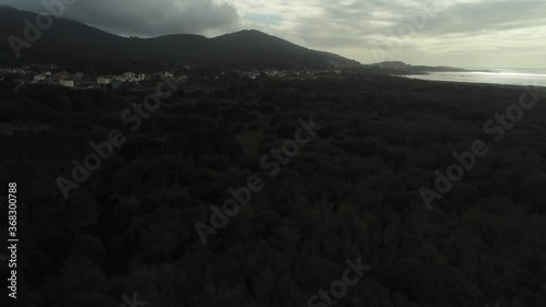 Beautiful coast and landscape in Galicia,Spain. Aerial Drone Footage photo