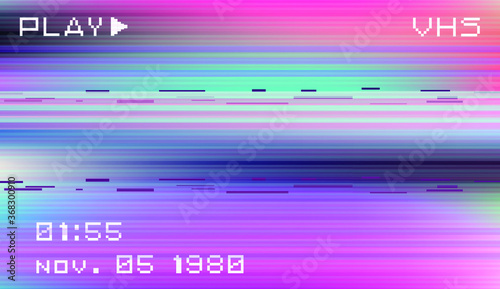 Abstract technology background with pixel noise compression artifacts. Glitched screen with digital datamoshing effect like retro look of an old damaged VHS tape.