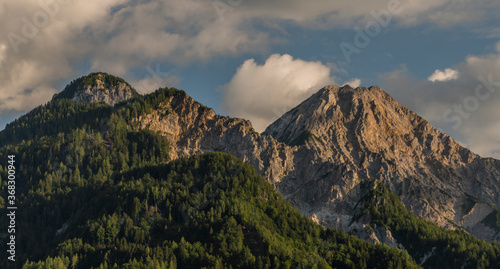 Cloudy evening under Mittagskogel hill on Slovenia and Austria border