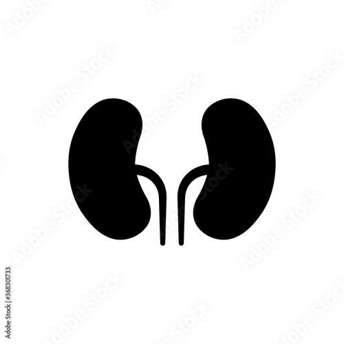 Kidneys icon. People kidneys black shape vector illustration isolated on white background. Human internal organ. 