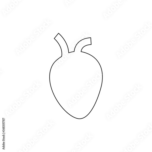 Heart line icon. Human or animal black heart contour shape vector illustration isolated on white background