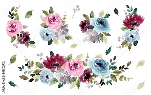 pretty flower garden watercolor bouquet collection