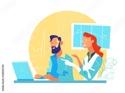Gruppo di professionisti giovani che lavora insieme in ufficio al computer